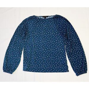 Banana Republic Women's Top Sz XS Blue Floral Blouse Office Professional